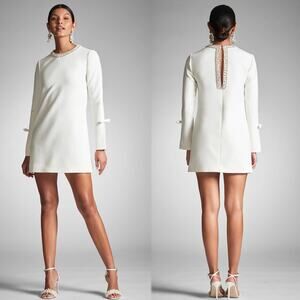 Sachin + Babi Parker Ivory Mini Dress Size 14 NWT Rhinestone Bows Bridal Bride